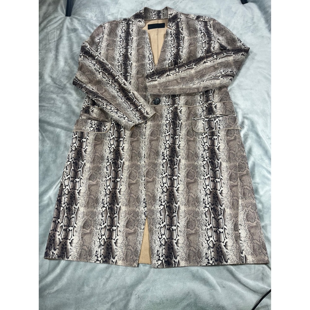 BLANK NYC Anthropologie Faux Suede Snakeskin Long One Button Jacket Women Size S